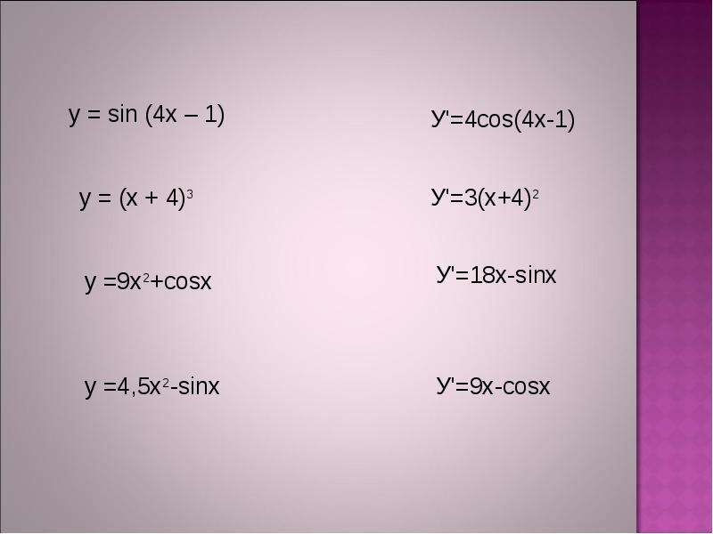 Производные у=а^cos4x. Производная.