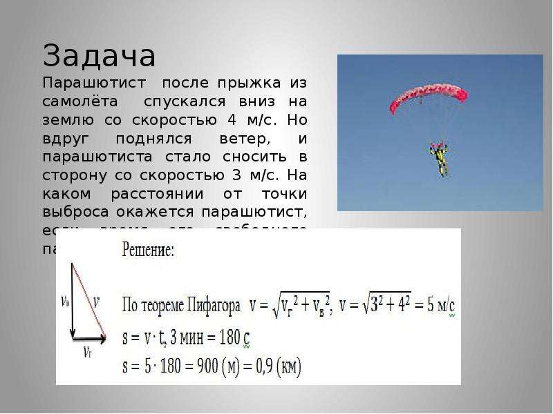 Чему равно сопротивление воздуха на парашютиста. Задача про парашютиста. Задача по физике про парашютистов. Задача про парашют ОГЭ математика. Парашют задания.