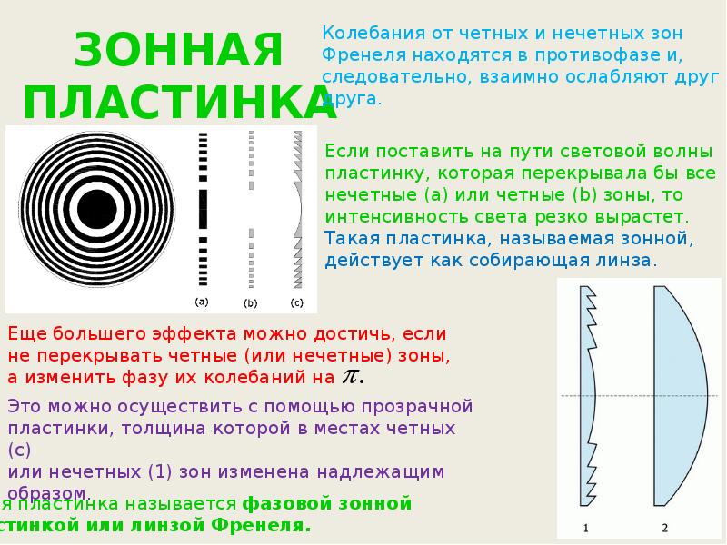 Метод зона. Зонная пластинка Френеля. Дифракция света. Метод зон Френеля. Зонные пластинки.. Зоны Френеля физика.