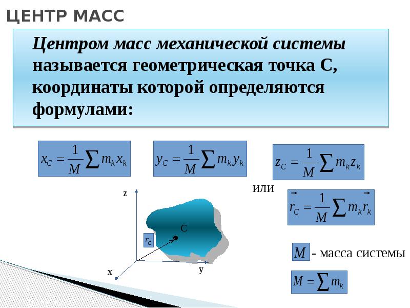 Понятие центр масс