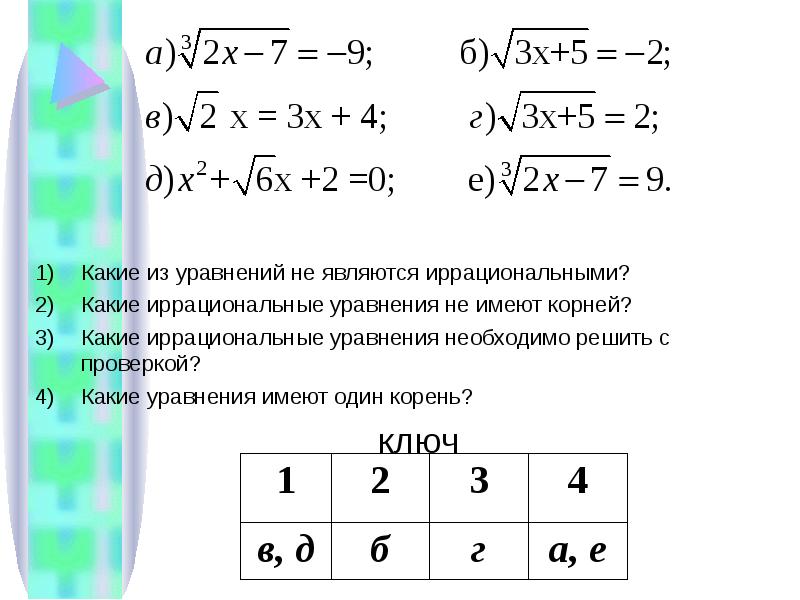 Корнем какого уравнения является 3