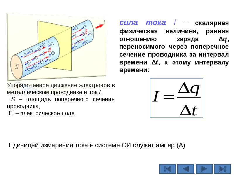 Заряд проходящий через поперечное сечение проводника