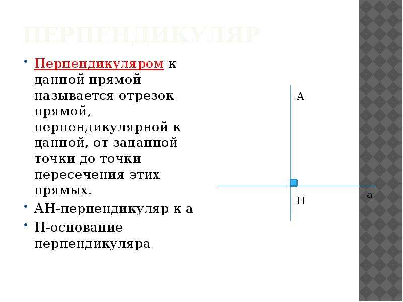 Проведенная из данной точки к прямой