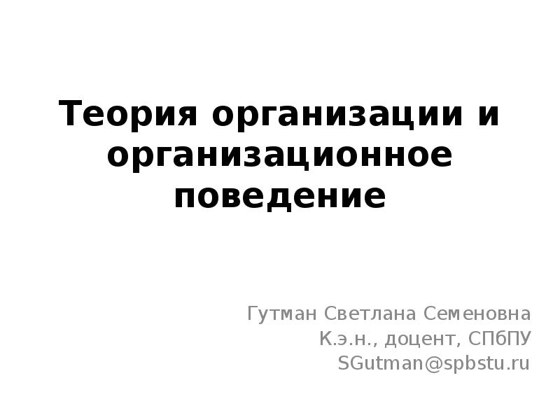 Реферат: Теория организации и системный анализ