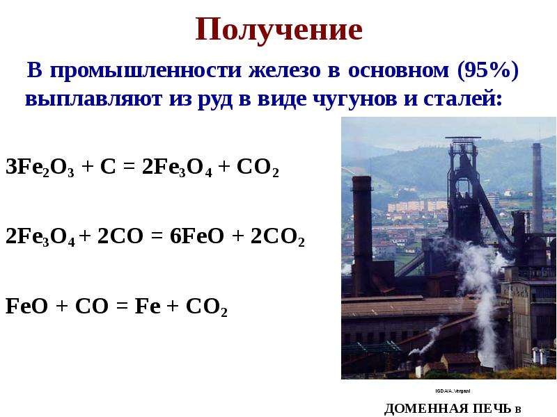 Feo c fe co. Получение железа в промышленности. Получение железа в промышленности реакция. Способы получения железа в промышленности. Fe2o3(к) + 3co(г) = 2fe(к) + 3co2(г)..