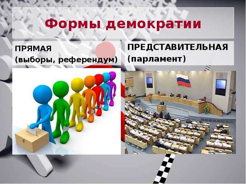 Формы демократии ПРЯМАЯ (выборы, референдум)