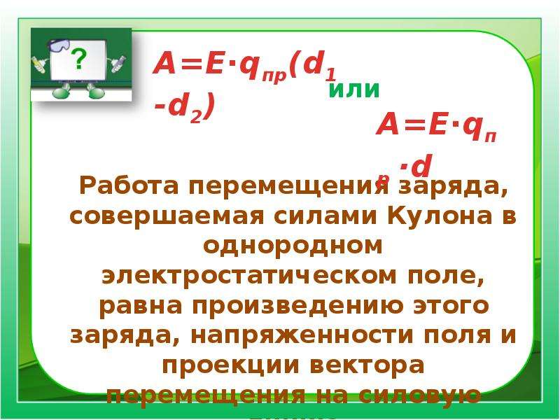 Заряд совершил работу