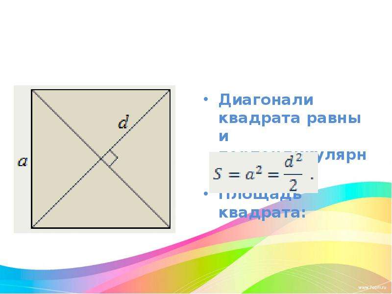 Площадь квадрата по диагонали