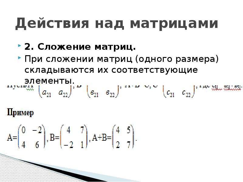 Презентация матрицы математика