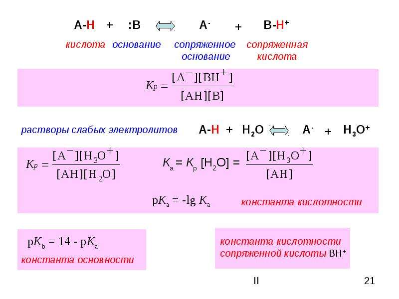 Кислотность основания. Константы кислотности, основности и их показатели.. Формула для расчета константы кислотности. Константа кислотности и PH растворов слабых кислот. Константа кислотности сильных кислот.