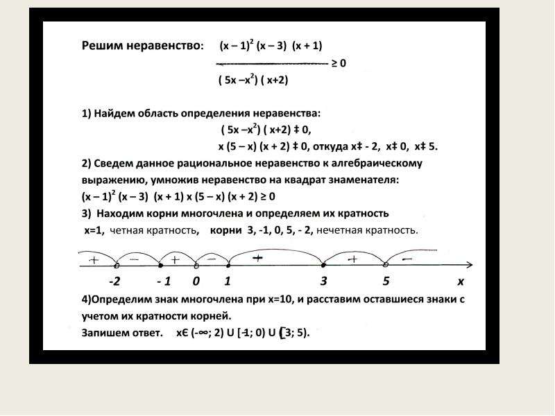 Презентация решение неравенств методом интервалов 8 класс презентация