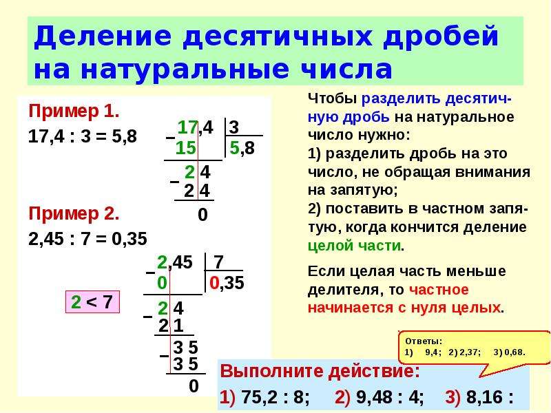 Как разделить десятичные дроби 5 класс. Схема деления десятичных дробей на натуральное число. Как делить десятичные дроби 6 класс. Деление десятичных дробей на натуральное число 5 класс. Деление десятичных дробей примеры.