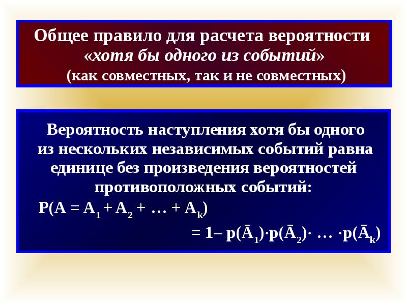 Вероятность противоположных событий равна