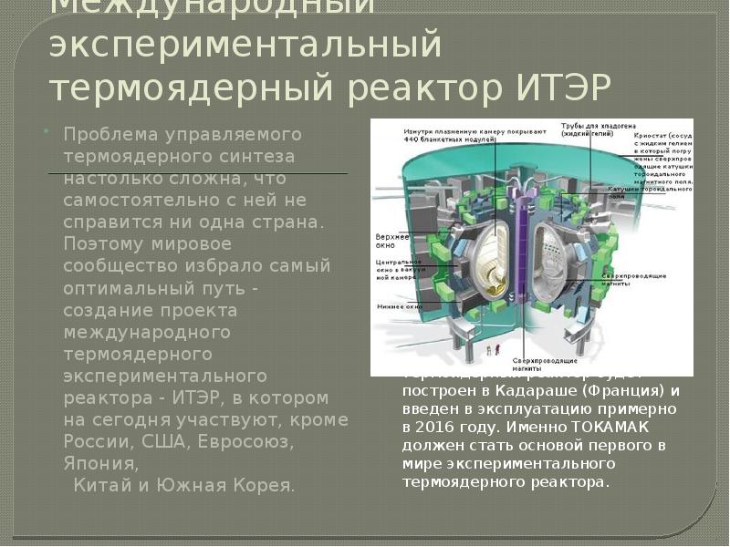 Укажите термоядерную реакцию. ИТЭР презентация. Достоинства и недостатки термоядерной реакции. Каковы проблемы управления термоядерным синтезом кратко. Схема и параметры криоразделительного насоса ИТЭР.