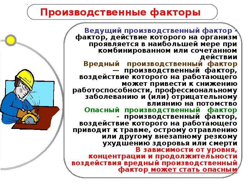 Производственные факторы здоровья. Производственные факторы. Производственные факторы гигиена труда.