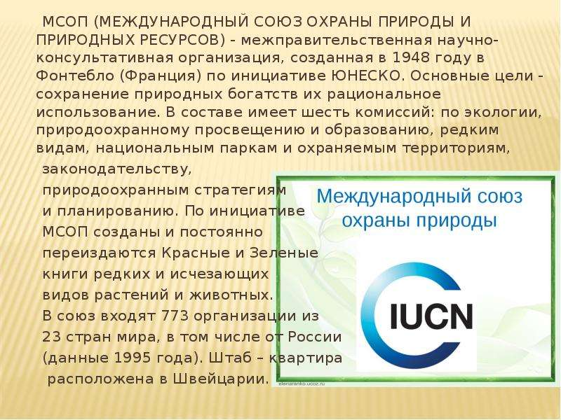 Роль международных организаций в сохранении природных ресурсов презентация