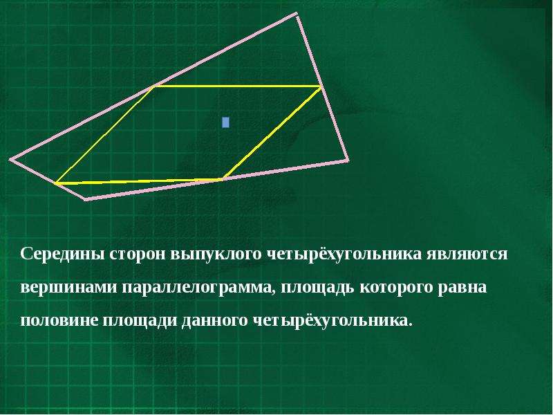 Отрезок соединяющий середины сторон четырехугольника. Выпуклый четырехугольник. Диагонали четырехугольника. Четырёхугольник является.