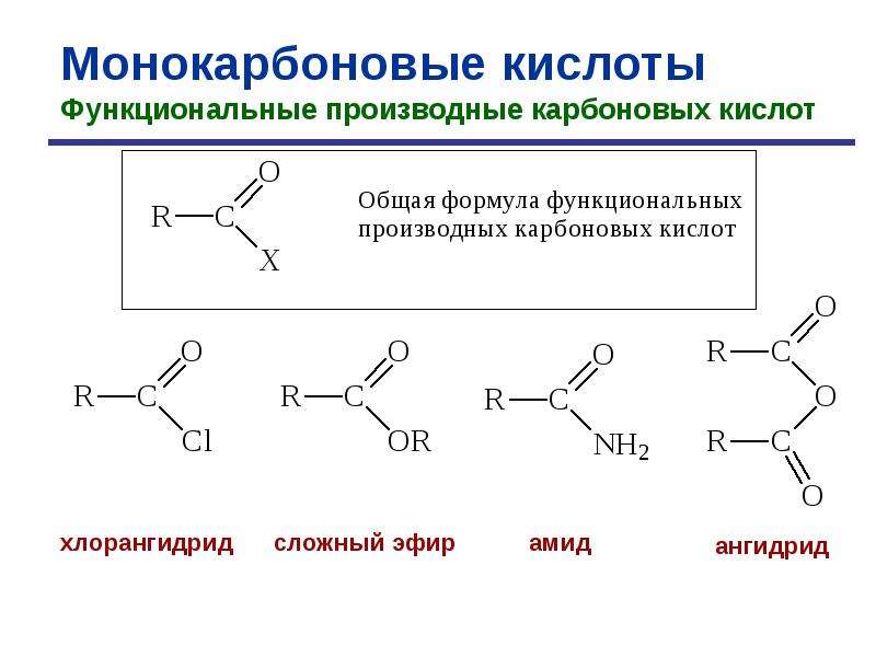 Три карбоновые кислоты. Функциональная группа карбоновых кислот – карбоксильная группа. Образование функциональных производных карбоновых кислот. Общая формула карбоновых кислот функциональная группа. Номенклатура производных карбоновых кислот.