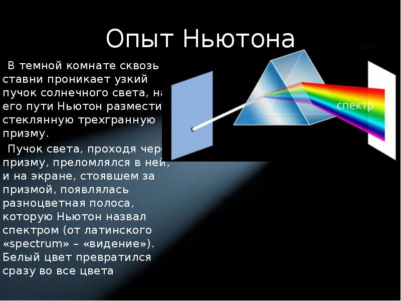 Схема получения с помощью призмы спектра видимого света