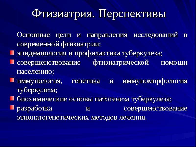 Сайт фтизиатрии. Задачи фтизиатрии. Цели фтизиатрии. Перспективы фтизиатрии. Перспективы развития фтизиатрии.