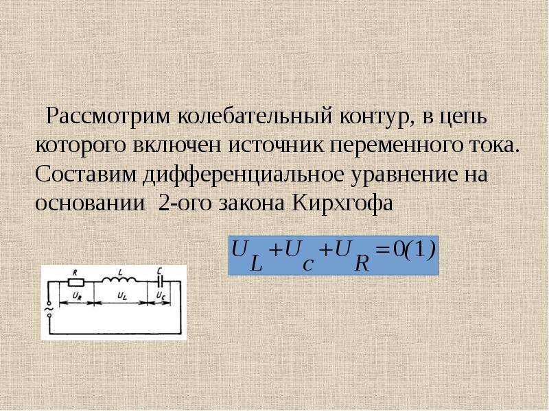 Источник переменного тока. Колебательный контур с источником тока. Колебательный контур в цепи переменного тока. Уравнение колебательного контура. ЭДС колебательного контура.