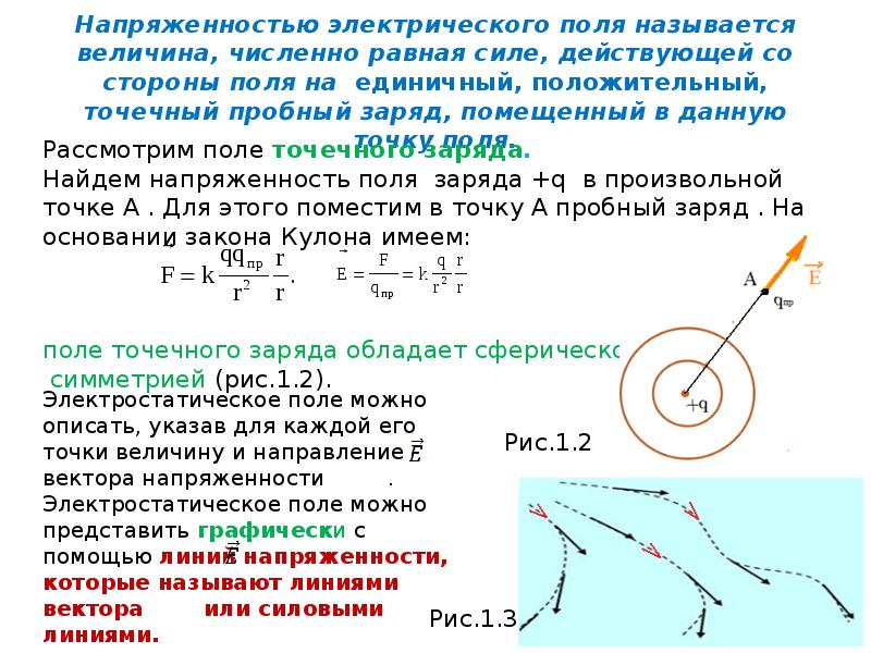 Напряженность электрического поля презентация