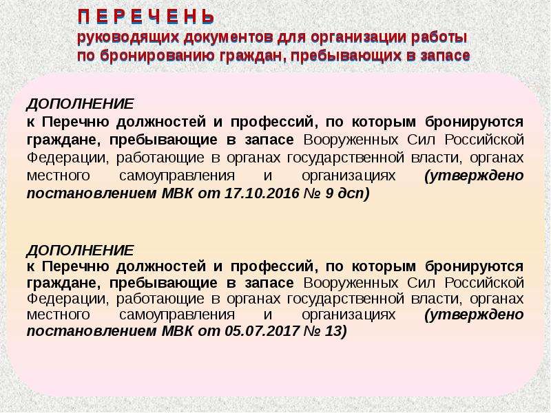 Работа по бронированию граждан