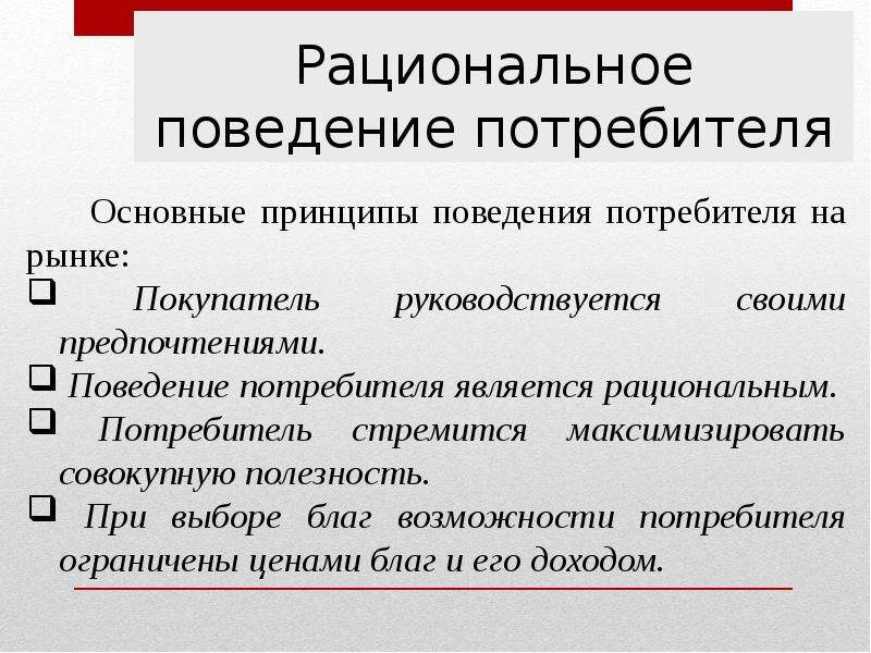 Рациональный потребитель план