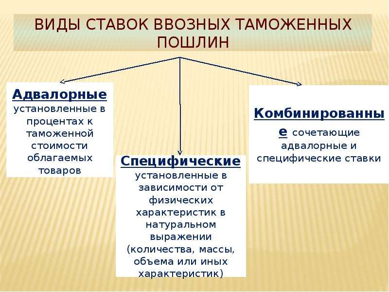 Виды таможенных пошлин. Ставки таможенных пошлин.