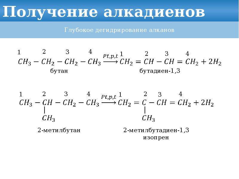 Химические свойства алкадиенов