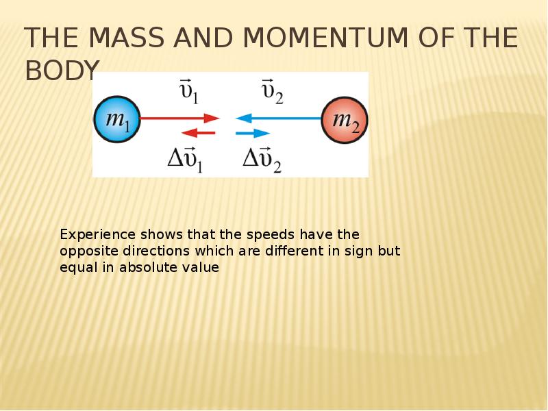 The mass and momentum of the body