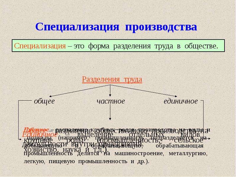 Специализация производства. Специализация это.