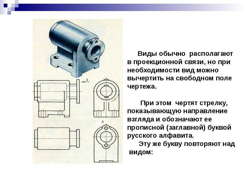 Если основные виды изображены в проекционной связи на чертеже они обозначаются