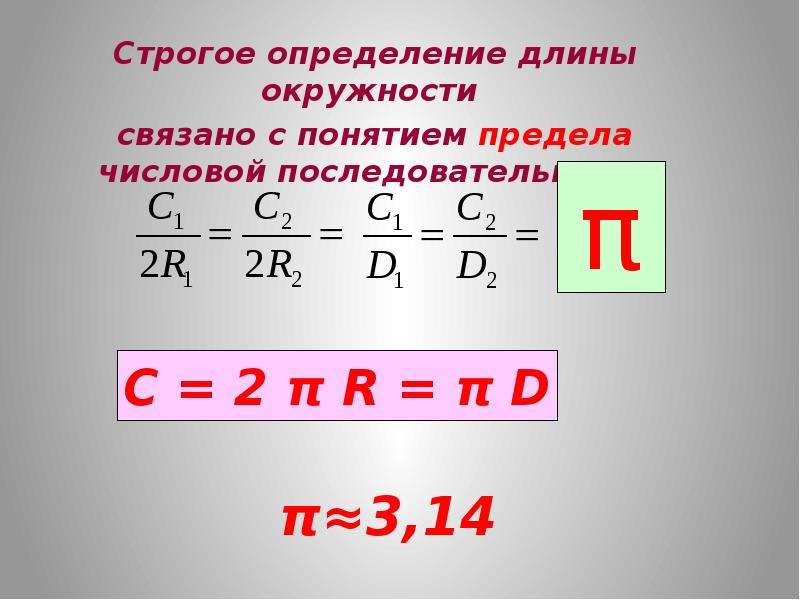 Длина окружности определение. Выведение формулы длины окружности 9 класс. Вывод формулы длины окружности. С=2π•r.