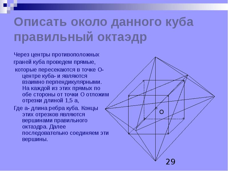 Центры граней куба. Правильный октаэдр описанный около Куба. Противоположные грани Куба. Взаимное расположение граней Куба. Центры граней Куба являются вершинами правильного октаэдра.