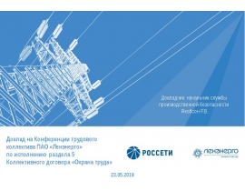 Комплексные программы по снижению рисков травматизма персонала ПАО «Ленэнерго» и сторонних лиц на объектах