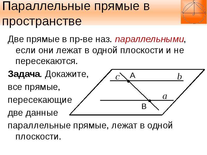 Даны 2 прямые. Параллельность прямых прямой и плоскости. Паралелльныепрямые в плоскости.