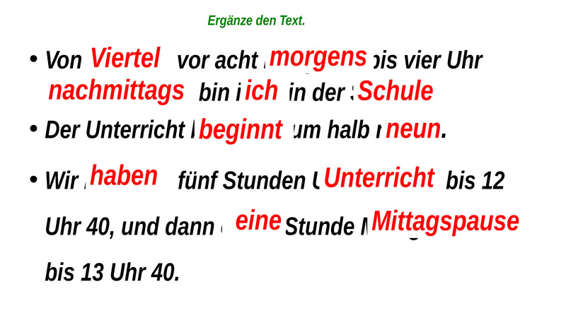 Lest den. Mein Schultag 5 класс горизонты упражнения. Mein Schultag прописью.