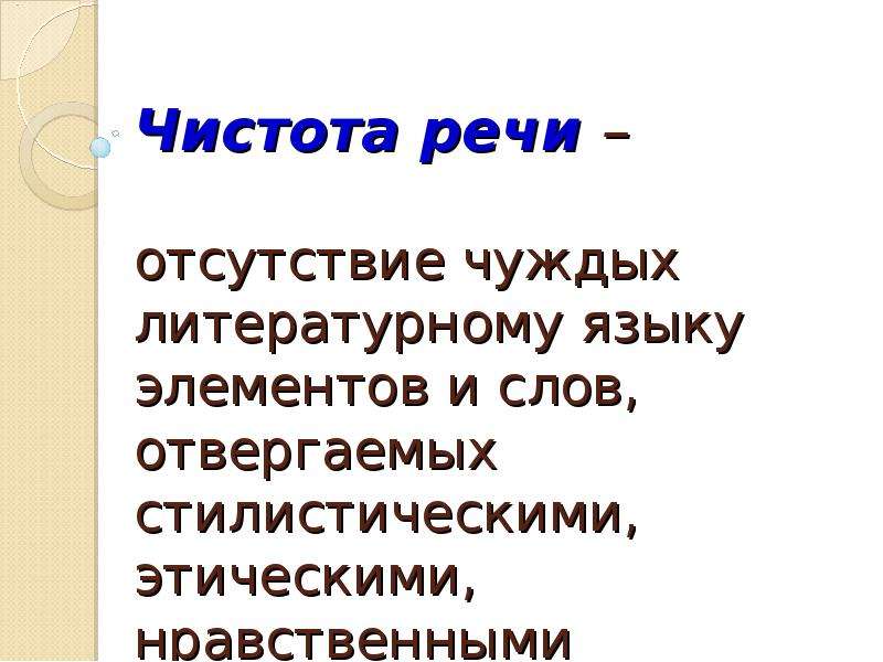 Отсутствие речи. Презентация на тему чистота речи.