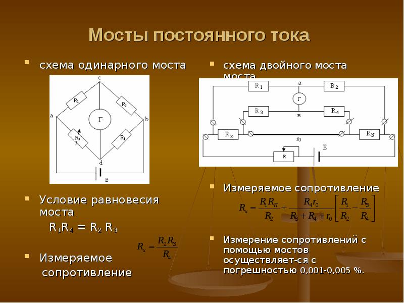 Определение неизвестных сопротивлений при помощи мостовой схемы