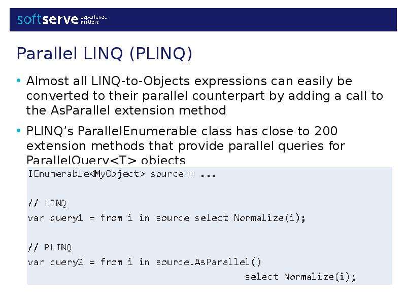 Object expression. Parallel LINQ. Библиотек Parallel c#. PLINQ.