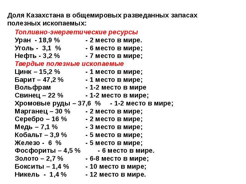 Презентация на тему полезные ископаемые казахстана