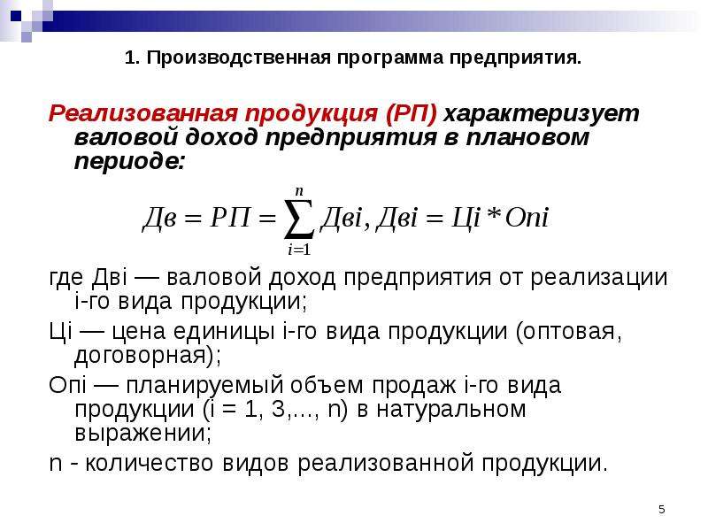 Производственная программа предприятия