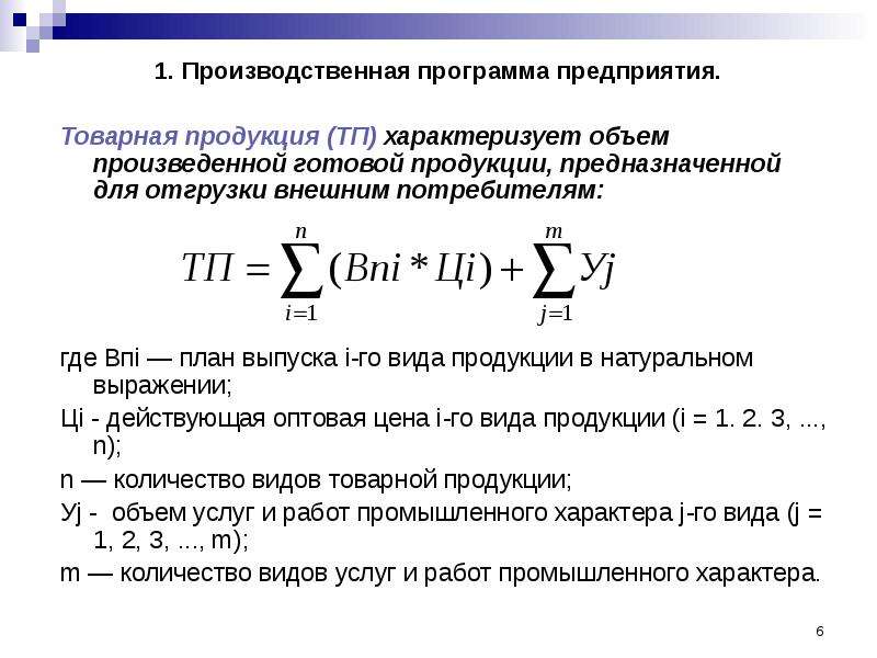 Производственная программа это план