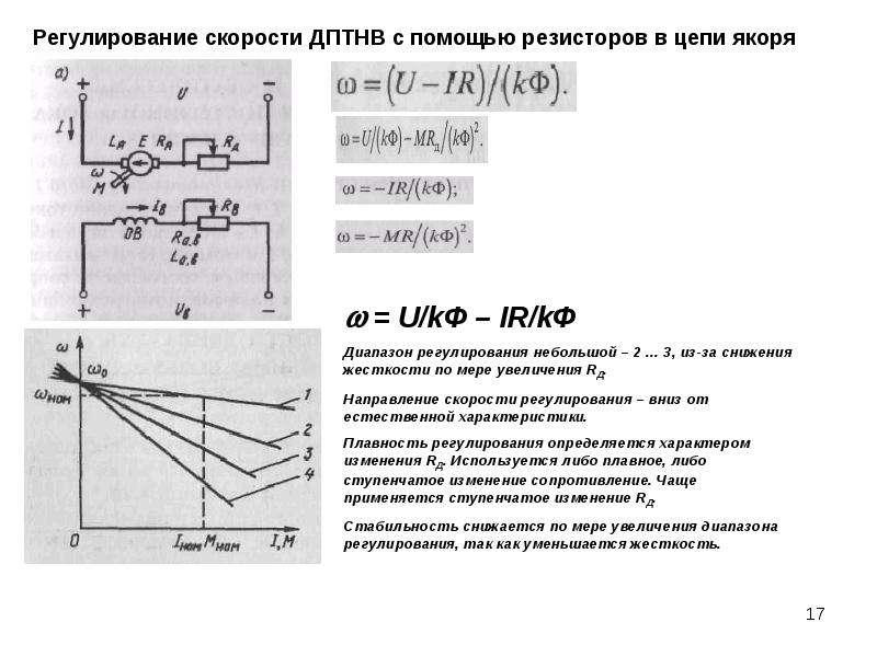 Регулирование скорости. Регулирование скорости электропривода. Диапазон регулирования скорости электропривода. Регулирование скорости ДПТНВ. Схемы регулирования электропривода с ДПТНВ.