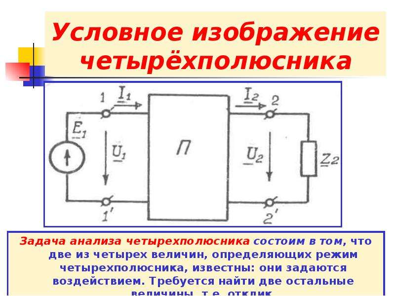 Четырехполюсник это часть электрической цепи или схемы которая содержит