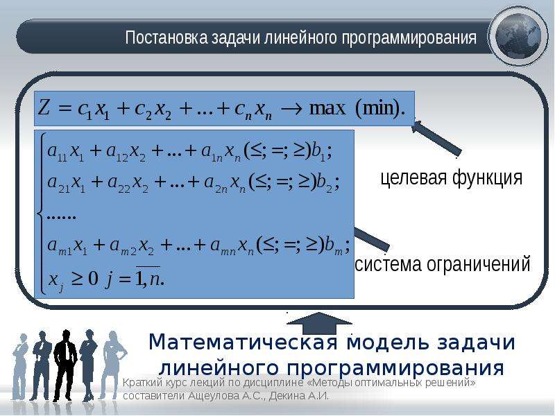 Оптимальный план задачи линейного программирования это