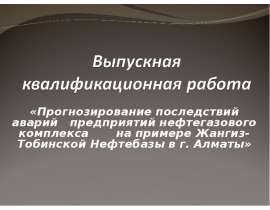Прогнозирование последствий аварий предприятий нефтегазового комплекса на примере Жангиз-Тобинской нефтебазы в г. Алматы