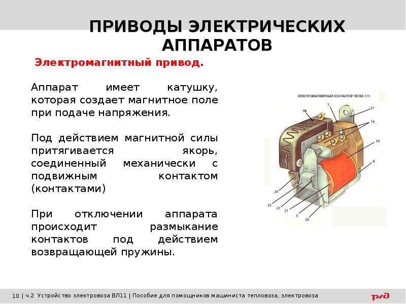 Электрические аппараты. Электромагнитные приводы электрических аппаратов. Конструкция электромагнитного привода электрических аппаратов.. Электромагнитный привод тяговых электрических аппаратов. Классификация электрических аппаратов электровоза.