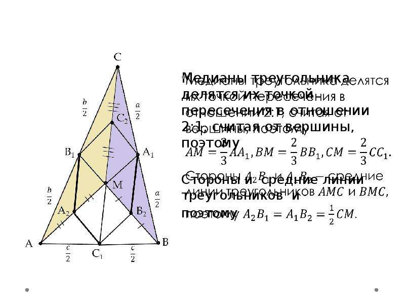 Отношение 2 1 считая от вершины. Медианы точкой пересечения делятся в отношении 2 1. Медианы точкой пересечения делятся в отношении. Медианы точкой пересечения делятся в отношении 2. Медианы треугольника делятся.